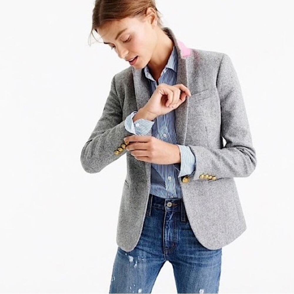 RARE J.Crew Campbell Donegal Blazer Wool Heather Graphite Sz 4